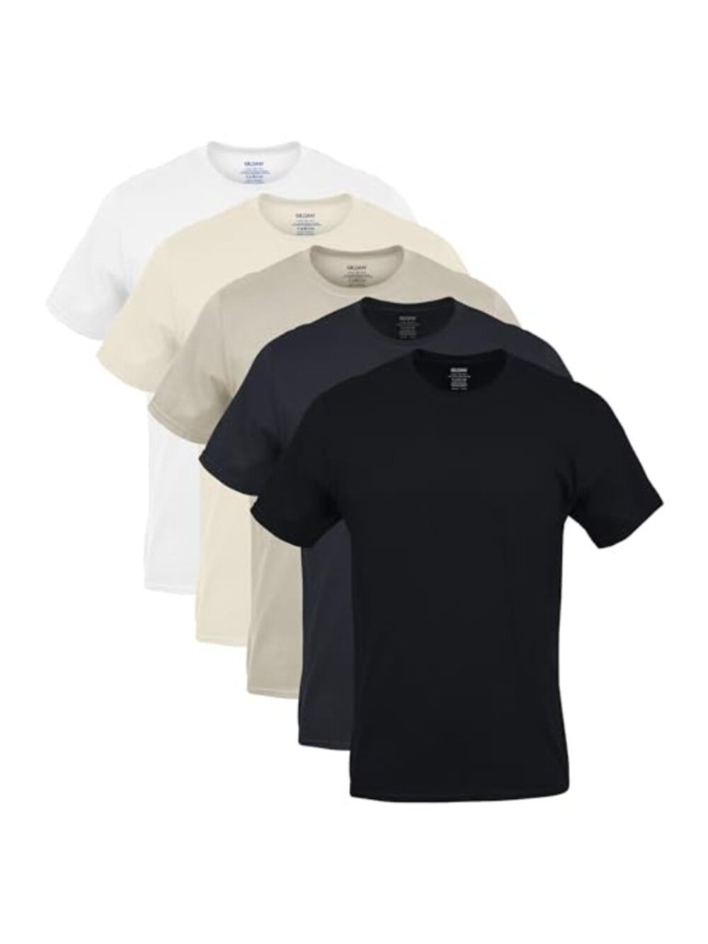 Gildan Men's Platinum Crew T-Shirts 5-Pack Cotton Moisture Wicking